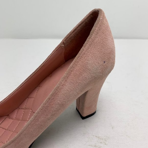 CAMI Genuine Suede Leather Pink Chunky High Heels Pumps Block Bow Round Toe sz 6 - Picture 8 of 16